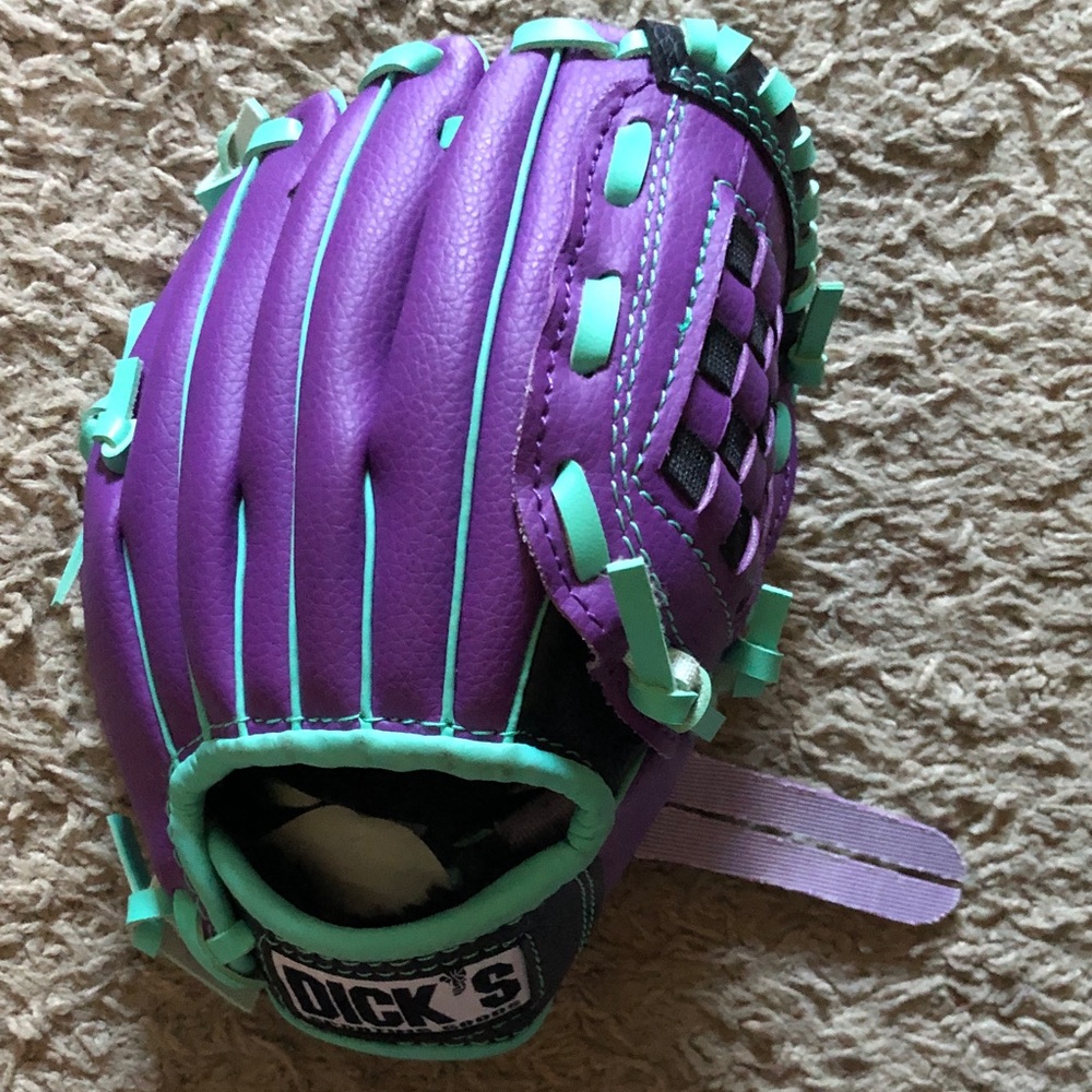 Teal and Purple Baseball Glove
